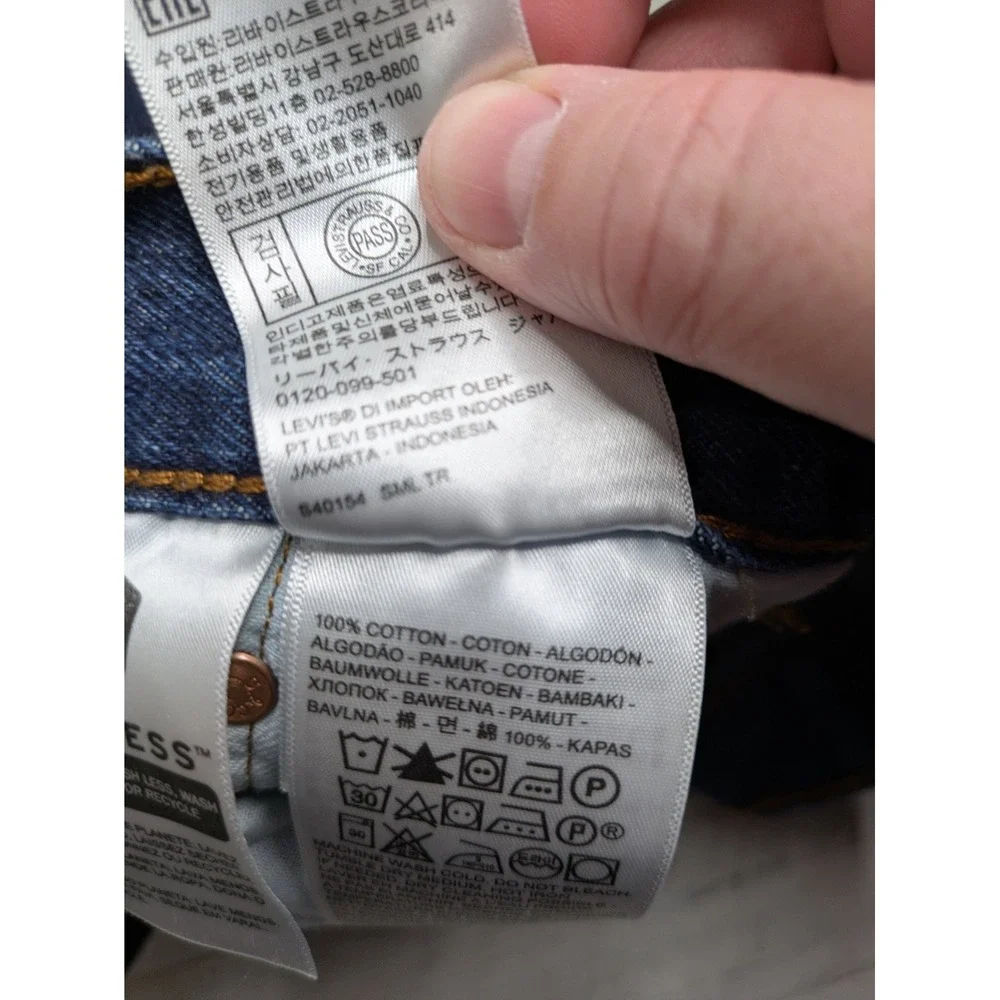 Levis 501 Jeans Mens 38x32 Blue Denim Original Fit Straight Button Fly Dark Wash